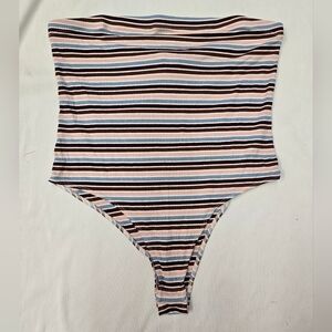 Wild Fable Strapless Striped Ribbed Bodysuit- Multicolor - XXL New!